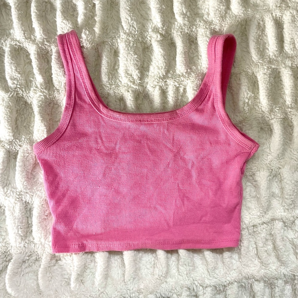 SHEIN Vibrant Pink Ribbed Tank Top